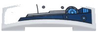 LEGO part Slope, Curved 4 x 1 x 2/3 Double with Dark Blue Stylized Wing Pattern Model Left Side (Sticker) - Set 70007 93273pb039L