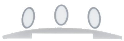 LEGO part Slope, Curved 4 x 1 x 2/3 Double with 3 Light Bluish Gray Ovals Pattern (Super Mario Glove) (93273pb226)