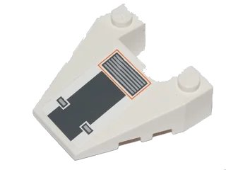 LEGO onderdeel Wedge 4 x 4 Taper with Stud Notches with SW Snowspeeder Vent, Light and Dark Bluish Gray Grille Pattern (Sticker) - Set 75014 (93348pb001)