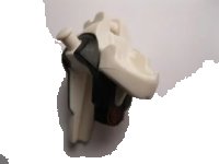 LEGO part Minifigure, Head, Modified Skull, Jaw Lower with Black Armor and Dark Red Cracks Pattern 93539pb01