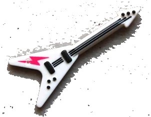 LEGO onderdeel Minifigure, Utensil Musical Instrument, Guitar Electric 'Flying V' with Dark Pink Lightning Bolt Pattern (93564pb02)