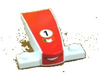 LEGO part Wedge 4 x 2 x 1 1/3 with 1 x 4 Base with Smile and Number 1 on Red Background Pattern (Cars Francesco Bernoulli) 93589pb002