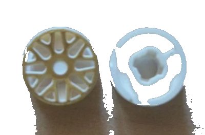 LEGO onderdeel Wheel 11mm D. x 6mm with 8 'Y' Spokes with Gold Outline Pattern (93595pb01)