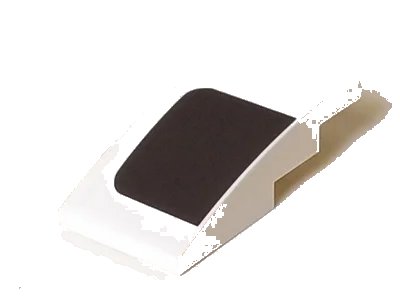 LEGO onderdeel Slope, Curved 4 x 2 with Black Rectangle Curved Outer Edges Pattern Model Left Side (Sticker) - Set 75895 (93606pb110L)