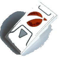 LEGO part Slope, Curved 4 x 2 with Orange City Mars Exploration Logo and Dark Bluish Gray Lines Pattern (Sticker) - Set 60226 93606pb134