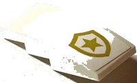 LEGO part Slope, Curved 4 x 2 with Gold Police Star Badge Logo Pattern (Sticker) - Set 60314 93606pb202