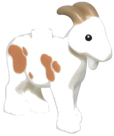 LEGO onderdeel Goat with Black Eyes, Dark Tan Horns and Medium Nougat Spots Pattern (95341pb01)
