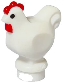 LEGO onderdeel Chicken, Narrow Base with Black Eyes and Red Comb and Wattle Pattern 95342pb01