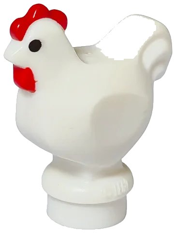 LEGO onderdeel Chicken, Narrow Base with Black Eyes and Red Comb and Wattle Pattern (95342pb01)