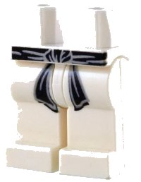 LEGO part Hips and Legs with Black Karate Belt Pattern 970c00pb0086