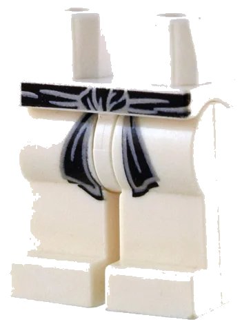 LEGO onderdeel Hips and Legs with Black Karate Belt Pattern (970c00pb0086)