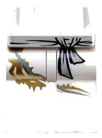 LEGO part Hips and Legs with Gray Belt above Left Leg and Black Markings and Gold Dragon Tail Pattern 970c00pb0090