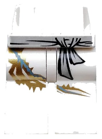 LEGO onderdeel Hips and Legs with Gray Belt above Left Leg and Black Markings and Gold Dragon Tail Pattern (970c00pb0090)