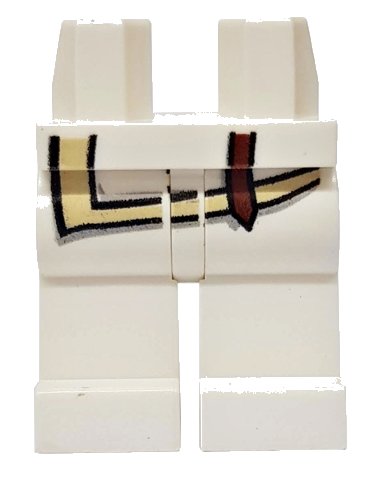 LEGO onderdeel Hips and Legs with Tan Shirt Edge and Brown Strap Pattern (970c00pb0127)