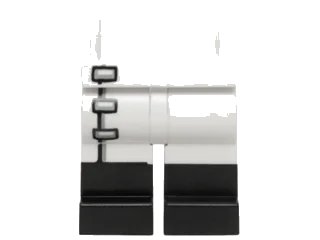 LEGO onderdeel Hips and Legs with 3 Black and Gray Clasps and Black Boots Pattern (970c00pb0444)
