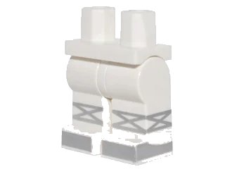 LEGO onderdeel Hips and Legs with Silver Toe Shoes with Crossed Laces Pattern (970c00pb0496)