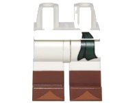 LEGO onderdeel Hips and Legs with Dark Green Belt Tie and Reddish Brown Boots with Dark Orange Tips Pattern 970c00pb0534
