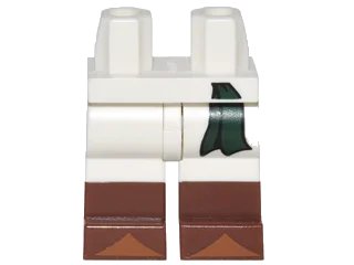 LEGO onderdeel Hips and Legs with Dark Green Belt Tie and Reddish Brown Boots with Dark Orange Tips Pattern (970c00pb0534)