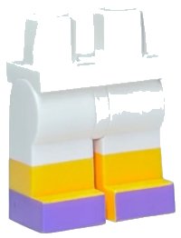 LEGO part Hips and Legs with Bright Light Orange Lower Legs and Medium Lavender Feet Pattern 970c00pb0559