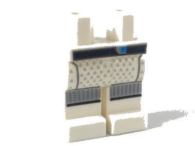 LEGO onderdeel Hips and Legs with Black Belt, Gray Triangle Dots, Silver Vertical Lines on Knees Pattern (970c00pb0773)