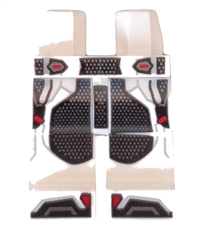LEGO onderdeel Hips and Legs with Black Armor with Silver Dots and Red Trim Pattern (970c00pb0946)