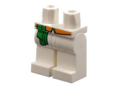 LEGO onderdeel Hips and Legs with Green Sash and Orange Belt Pattern (970c00pb0967)