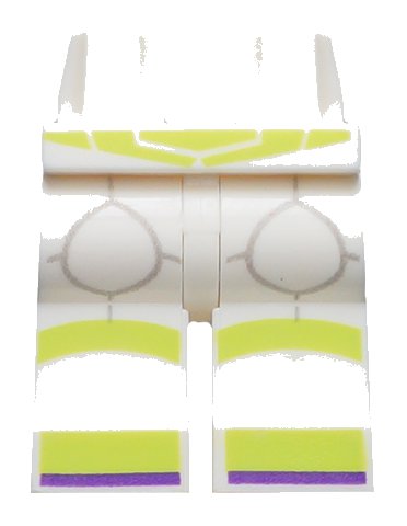 LEGO onderdeel Hips and Legs with Lime Belt, Knee Pads and Toes with Dark Purple Trim Pattern (970c00pb0971)