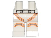 LEGO part Hips and Legs with Black Outlined Belt, Dark Bluish Gray and Orange Stripes Pattern 970c00pb0973