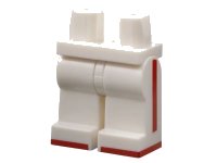 LEGO part Hips and Legs with Red Stripes on the Side and Toes Pattern 970c00pb0981