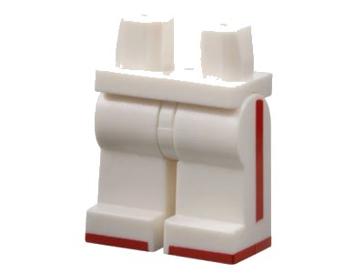 LEGO onderdeel Hips and Legs with Red Stripes on the Side and Toes Pattern (970c00pb0981)