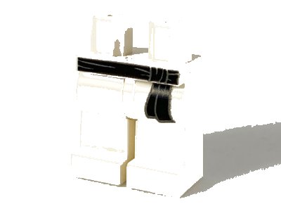 LEGO part Hips and Legs with Black Sash Tied on the Right Pattern (970c00pb1013)