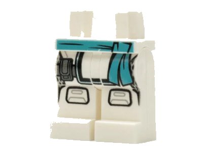 LEGO onderdeel Hips and Legs with Medium Azure Sash, Pouch, and Knee Pads Pattern (970c00pb1185)
