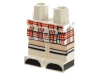 LEGO part Hips and Legs with Plaid Skirt, Light Nougat Knees, Black Shoes and Sock Stripes Pattern 970c00pb1213