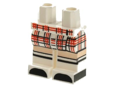 LEGO onderdeel Hips and Legs with Plaid Skirt, Light Nougat Knees, Black Shoes and Sock Stripes Pattern (970c00pb1213)