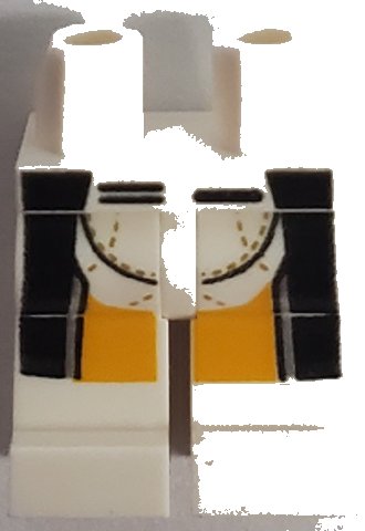 LEGO onderdeel Hips and Legs with Black and Bright Light Orange Stripes and Stitching Pattern (970c00pb1249)