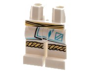 LEGO part Hips and Legs with Tan Sash and Knee Wrap, Robe Ends with Medium Azure Trim Pattern 970c00pb1314