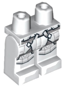 LEGO part Hips and Legs with SW Hoth Scout Trooper Straps, Boxes, and Knee Pads, Light Bluish Gray Lines Pattern (970c00pb1320)