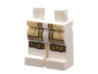 LEGO part Hips and Legs with Tan Robe Ends, Gold Hems, Dark Tan Knee Wrappings Pattern 970c00pb1404