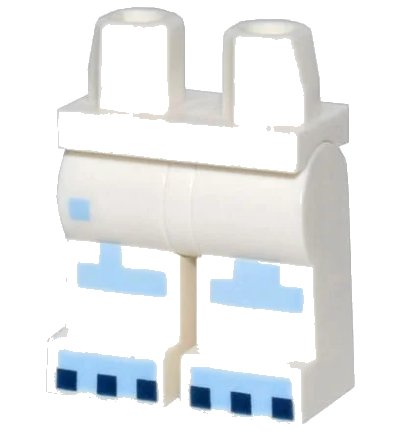 LEGO onderdeel Hips and Legs with Pixelated Bright Light Blue Knee Pads and Feet and Dark Blue Claws Pattern (970c00pb1419)