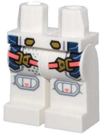 LEGO onderdeel Hips and Legs with Coral Straps with Gold Buckles, Dark Blue Panels, Sand Blue Knee Pads and Dots Pattern (970c00pb1500)