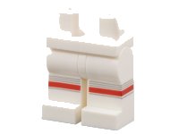 LEGO part Hips and Legs with Red Knee Stripes and Light Bluish Gray Lines Pattern 970c00pb1622