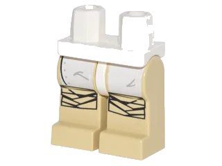 LEGO onderdeel Hips and Tan Legs with SW White Leggings, Puttees Thick Wrap Pattern (970c02pb03)