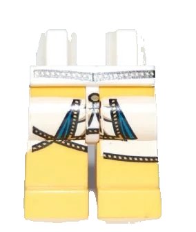 LEGO onderdeel Hips and Yellow Legs with Gold Cord Trimmed Pharaoh's Tunic Pattern (970c03pb09)