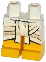 LEGO onderdeel Hips and Yellow Legs with White and Gold Egyptian Shendyt Pattern (970c03pb27)