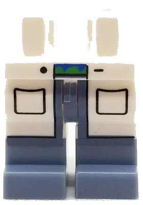 LEGO onderdeel Hips and Sand Blue Legs with White Lab Coattails with Pockets Pattern (Steve) (970c55pb14)