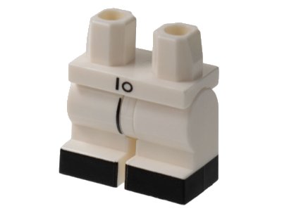 LEGO part Hips and Medium Legs with Black Button, Labcoat Outline, and Shoes Pattern (970cm00pb011)