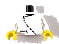 LEGO onderdeel Torso Jacket with Black Zippers and Neck Pattern / White Arms / Yellow Hands 973P0BC01