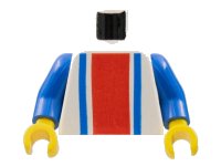LEGO part Torso Vertical Striped Red/Blue Pattern / Blue Arms / Yellow Hands 973p01c01
