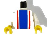 LEGO onderdeel Torso Vertical Striped Blue/Red Pattern / White Arms / Yellow Hands 973p02c01