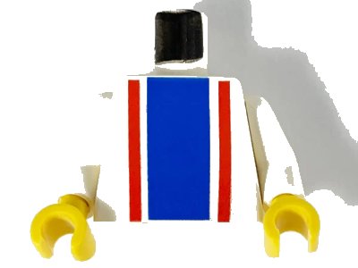 LEGO onderdeel Torso Vertical Striped Blue/Red Pattern / White Arms / Yellow Hands (973p02c01)